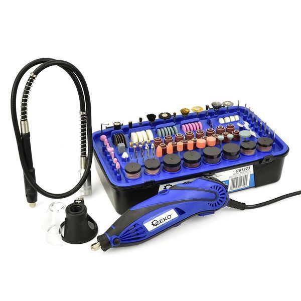 Комплект мини шлифовъчна машина с аксесоари 222 части 220v geko