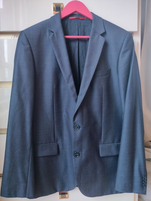Ново HUGO BOSS, 50 размер, вълна и коприна, мъжко сако тъмносиньо