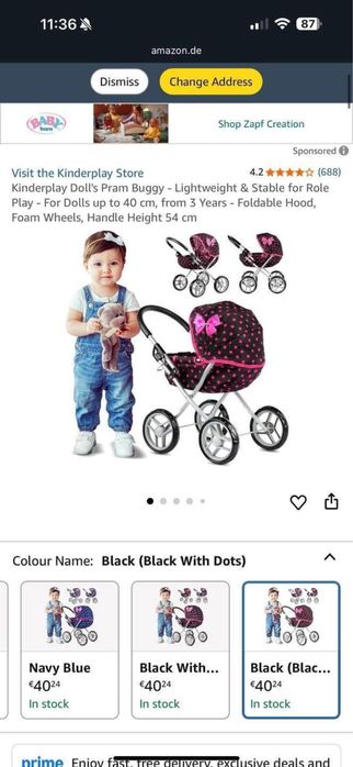 Нова количка за кукли на топ цена  внос Amazon