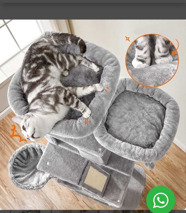 FEANDREA Ansamblu de joaca pentru pisici, SISAL 60x50x206cm, gri