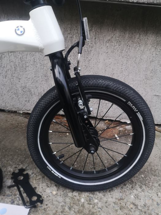 Bicicletă copii BMW Kidsbike 14 Zoll 2 in 1, aluminiu, alb perlat,