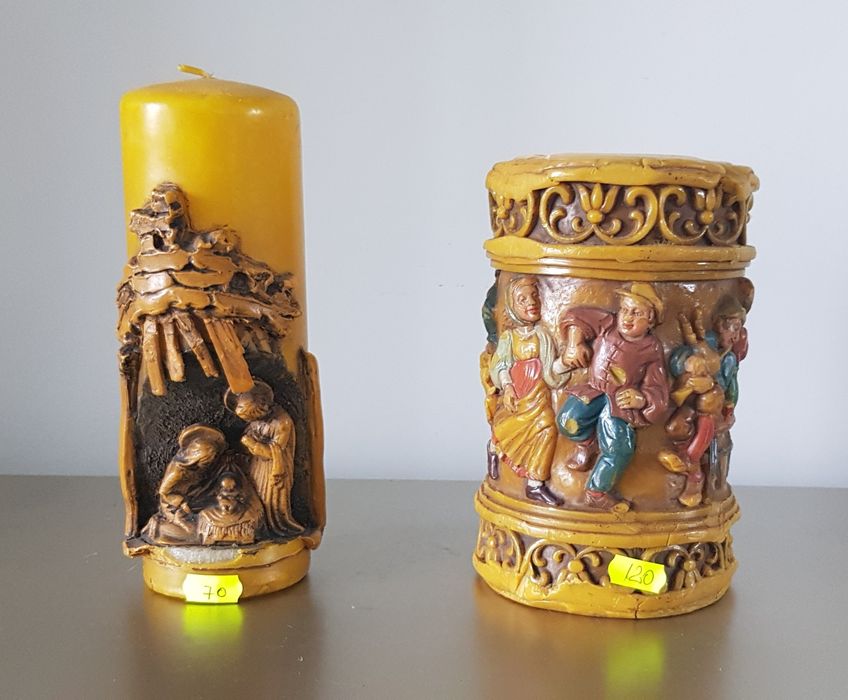 Sfeșnic/Crucifix vechi din lemn masiv  și bronz
