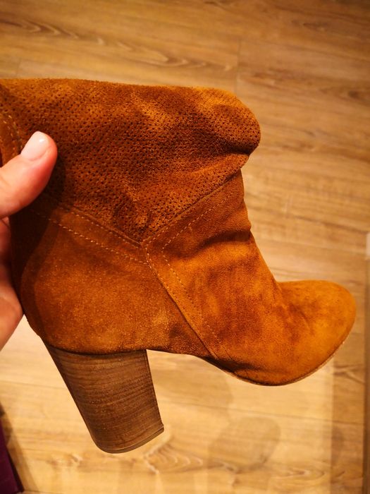 Cizme piele intoarsa, maro, mărime 35