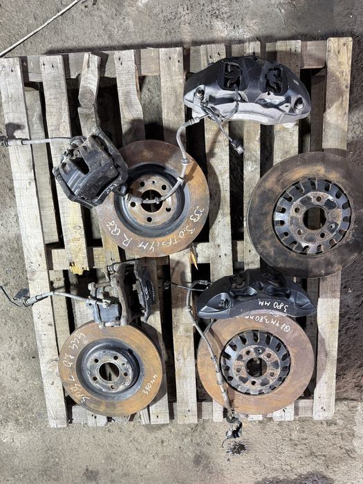 Audi  Brembo 6 бутални предни спирачни апарати дискове комплект 380мм  audi  задни спирачни апарати с дискове 350 mm 4M0615105EB 4M0615106EB