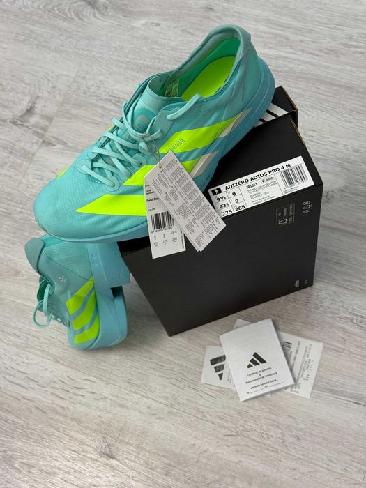 Adidas Adizero Adios Pro 4 M (barbati) - 43 si 1/3 - Flash Aqua / Lucid Lemon / Mint Ton