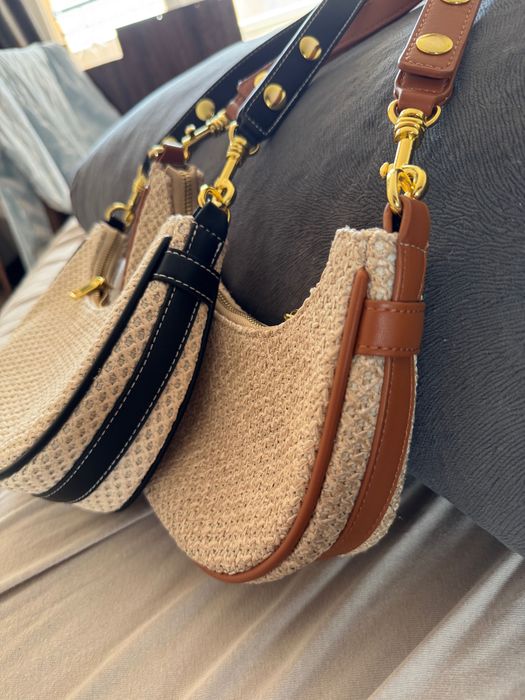 Сламена кафява лятна чанта