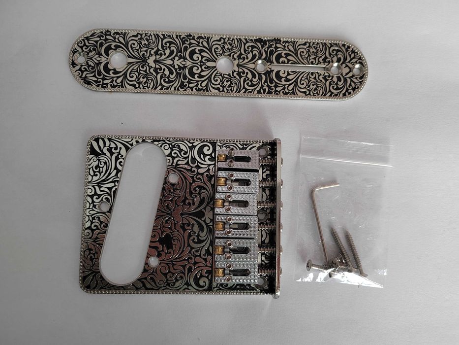 Сингъл бридж за Телекастър с плочка - сребърен и златен