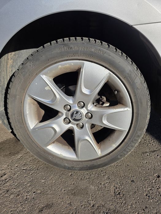 Set 4 Jante Aliaj 16" + Anvelope Iarnă Kumho 215/45 R16 – Stare Foarte Bună