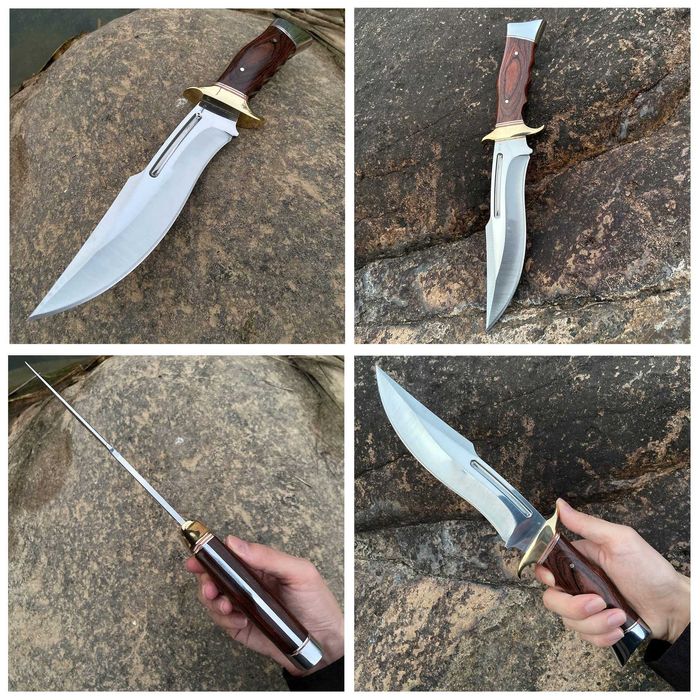 Ловен нож с кожена кания Full Tang Цяло парче метал HTWM-102