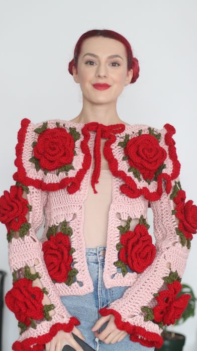 Pulover Handmade Trandafiri