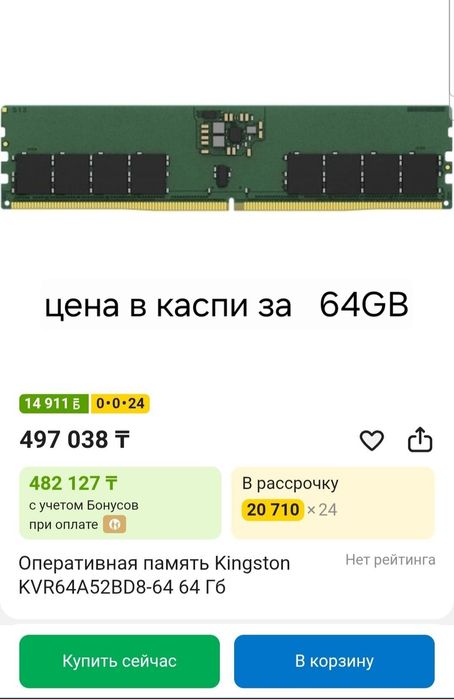Оперативная память KingSton 64GB
