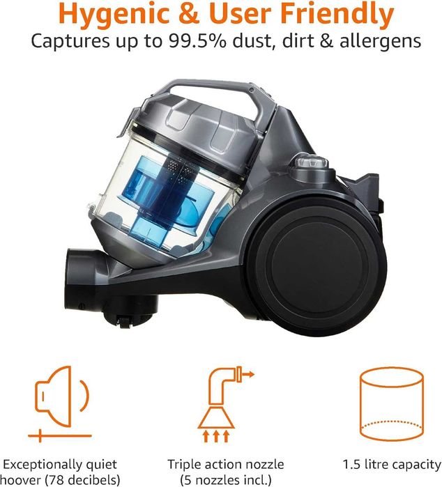 Прахосмукачка без торба Amazon Basics с HEPA 700W, 1,5л ПРОМОЦИЯ!