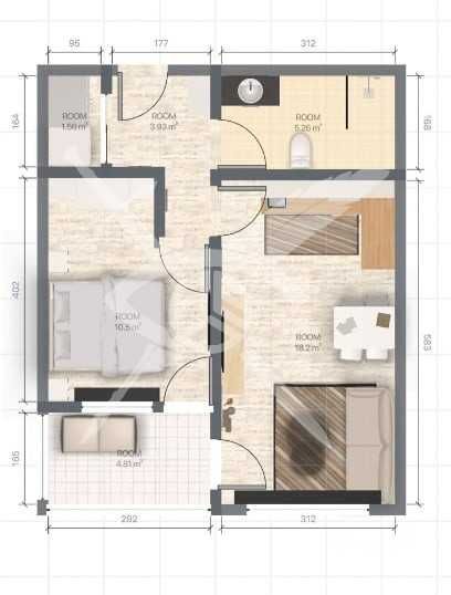 Двустаен апартамент в Хоризонт 799-23598