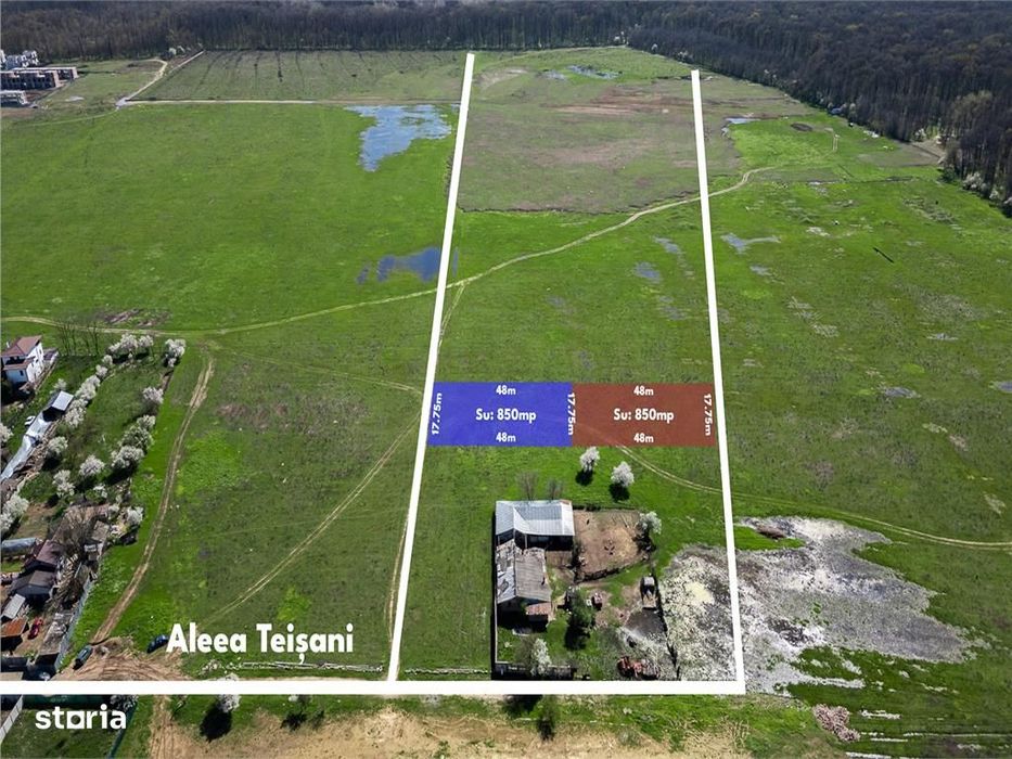 Pipera - Voluntari ,Teren 852 Mp,Deschidere 18 M,Langa Padure