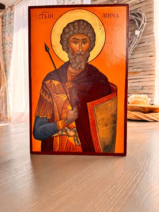 Икона на Свети Мина - изработена ръчно