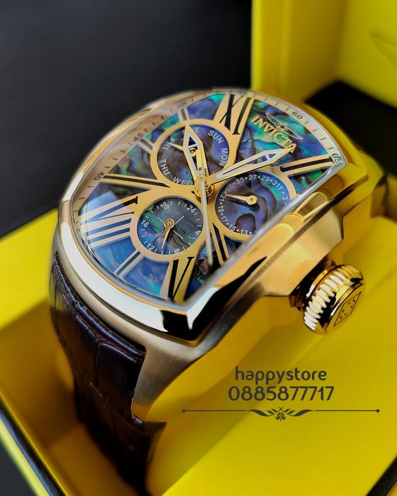 INVICTA Lupah Mother of pearl Gold 48 mm, Инвикта нов мъжки часовник