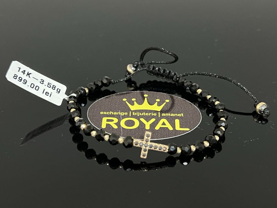 Bijuteria Royal CB : Bratara cu snur bile aur 14k 585 3,58 grame
