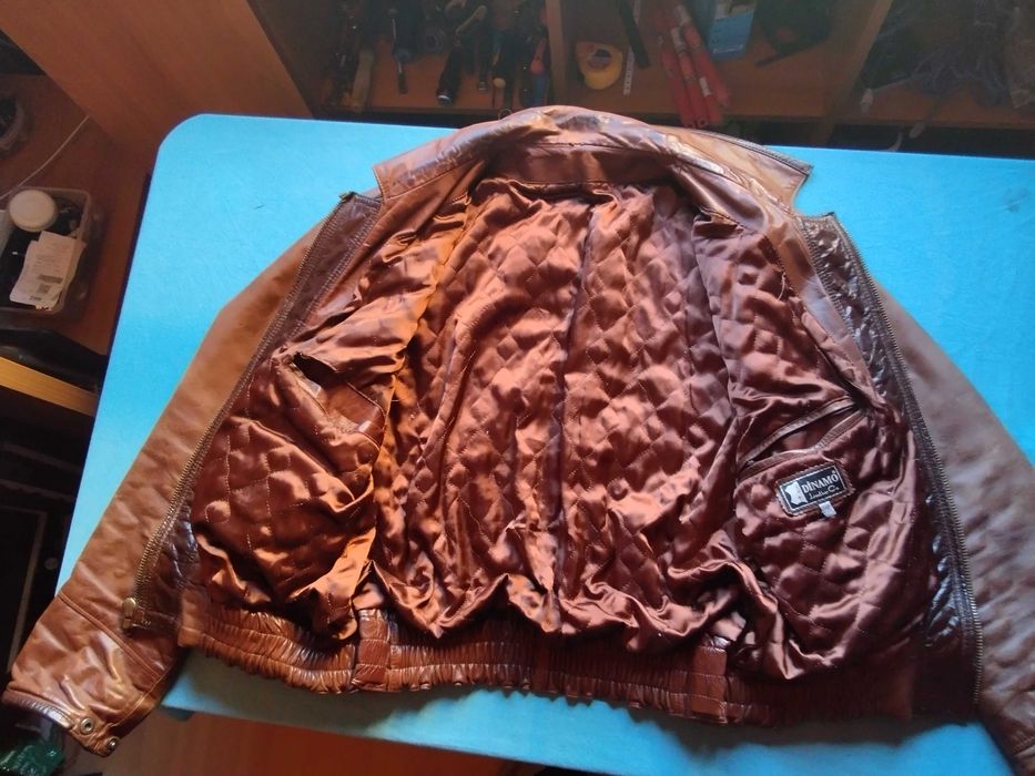 голямо мъжко тузарско яке XL от естествена кожа до кръста-ТОП ГЪН