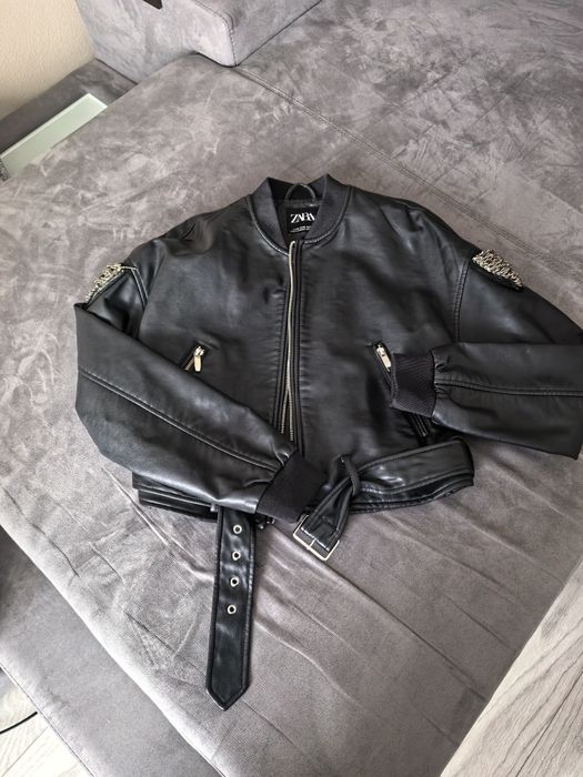 Комплект, кожено яке zara, дънки levis