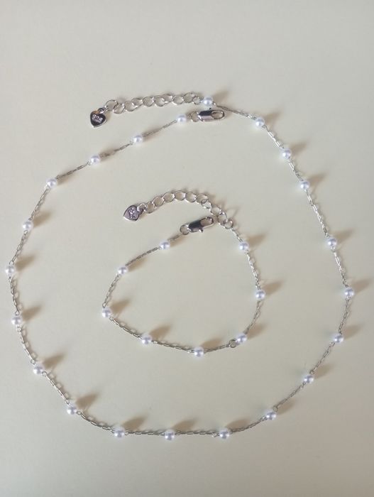 Set cercei și colier argint 925 cu perle