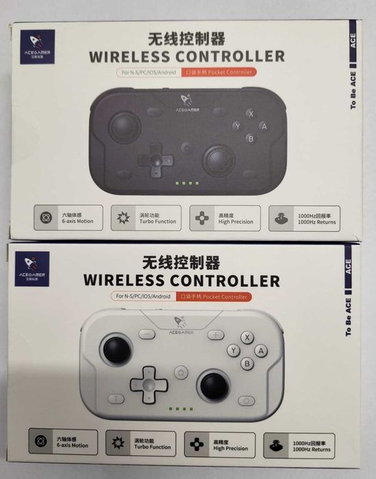 Controller/Joystick portabil AceGamer T50 alb/negru compatibil cu console/PC/Handhelds/Android/iOS