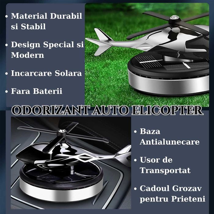 Odorizant Auto Cu Incarcare Solara, Baza Antiderapanta, Ulei Esential