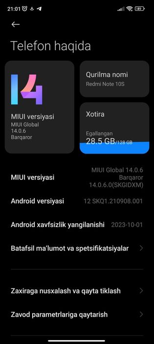 REDMI NOTE 10S white