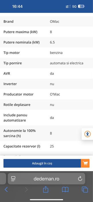 Vand generator monofazic 8kw