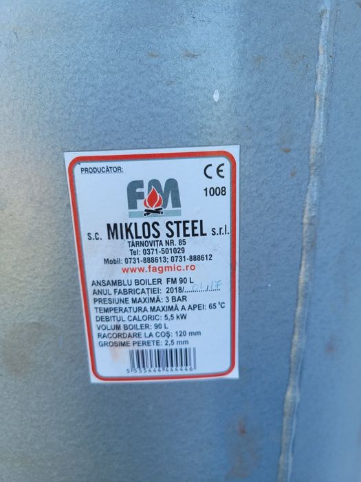 Boiler lemne 90 litri