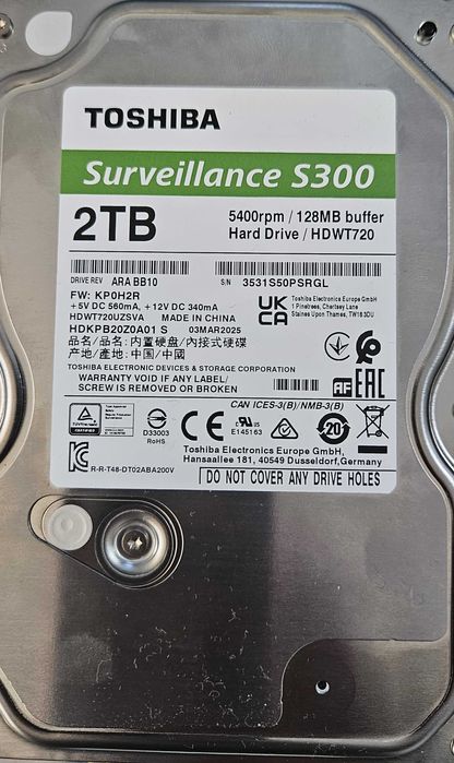 Vand HDD Toshiba S300 - 2TB - cu garantie (2 bucati/ pret pe bucata)