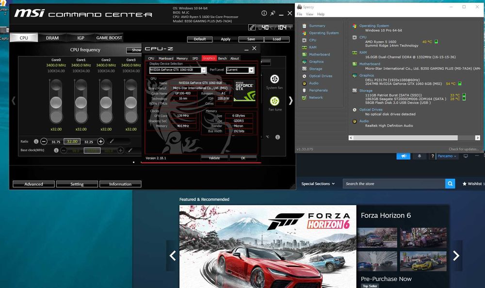 PC Gaming Ryzen 5 1600 / MB MSI/GTX 1060 / 16GB DDR4 / SSD