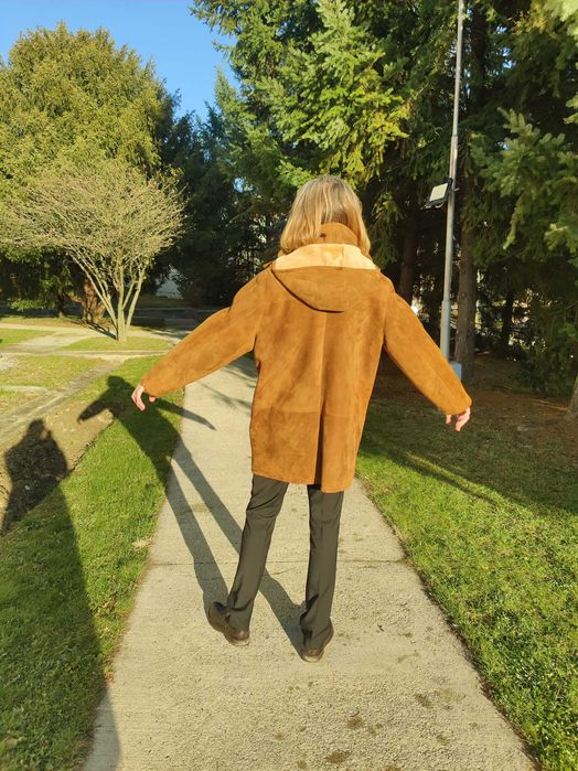 Cojoc barbat blana naturala miel 2-3XL 54 NOU Maro Shearling David M