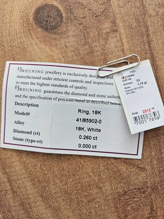 Inel 18 k, cu diamante