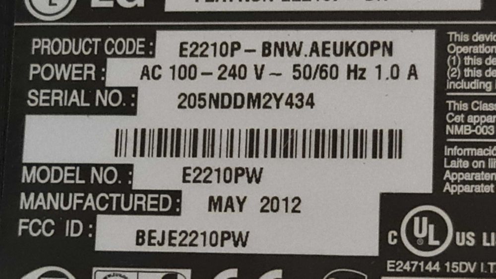 Монитор LG Flatron E2210P