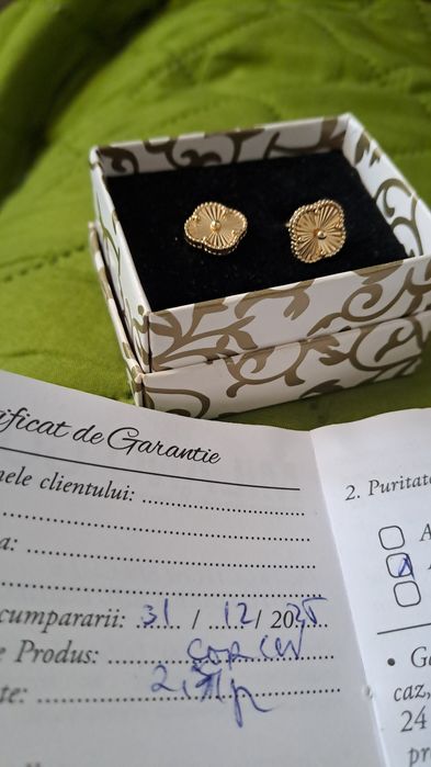 Cercei aur 14 Kt 2,71 gr noi,nepurtati 500 lei/gr