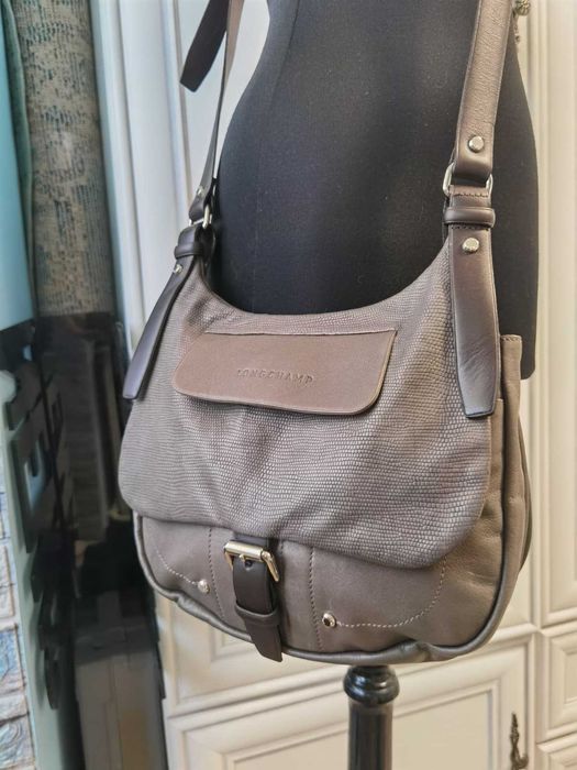Geanta umar dama gri piele naturala Longchamp