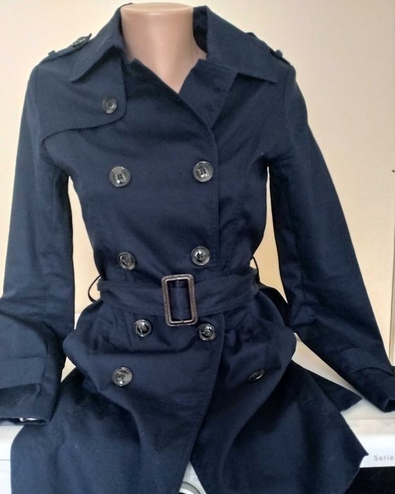 Дамски тренч,  в тъмно синьо, размер S
