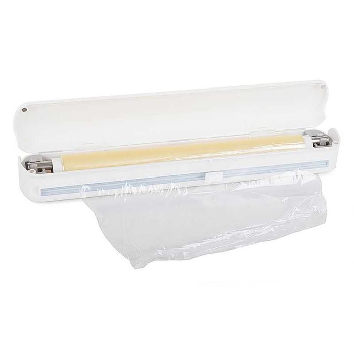 Кухненски диспенсър за фолио с нож и вакуумни вендузи за прикрепване