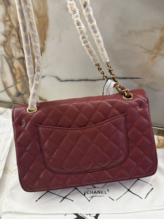 Chanel caviar burgundy  дамска чанта