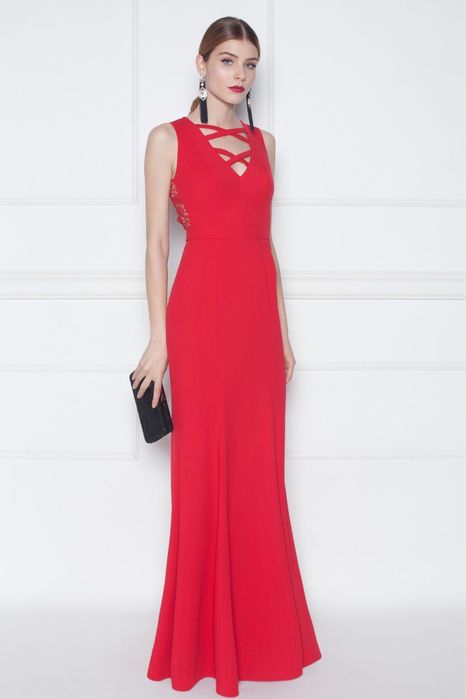 Великолепна червена дълга рокля NISSA. Дълга синя рокля Calvin Klein.