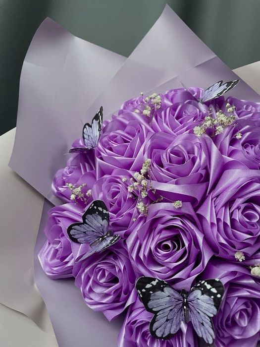 Букеты из атласных лент