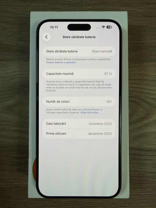Iphone 15 pro max , 256 Gb , impecabil.