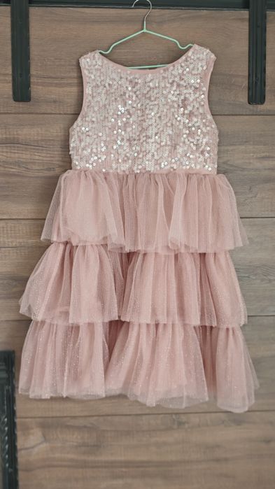 Рокля с пайети и волани H&M - размер 140 (9-10г)