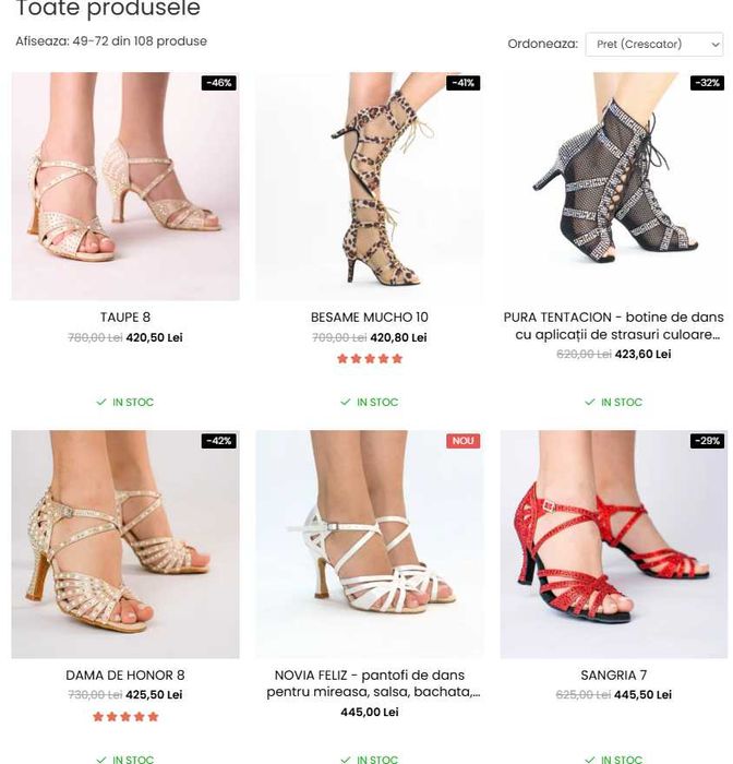 Vand afacere e-commerce website cu pantofi de dans