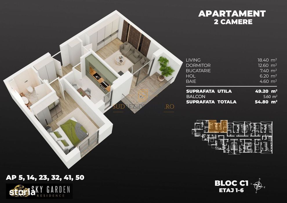 Apartament 2 camere, decomandat, etaj intermediar - Metrou Berceni