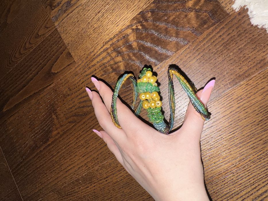 Set brățări elastice cu mărgele – verde & galben