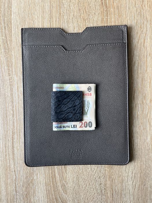 Clip magnetic pentru bani-piele de crocodil, lucrat manual-idee cadou