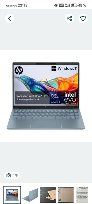 Laptop HP Pavilion 14 Intel Ultra 5! 16 DDR5 512 SSD , nou, Sigilat.