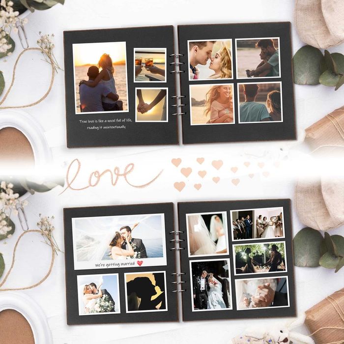 Дървен фото албум scrapbook 28x28 см 80 страници черен