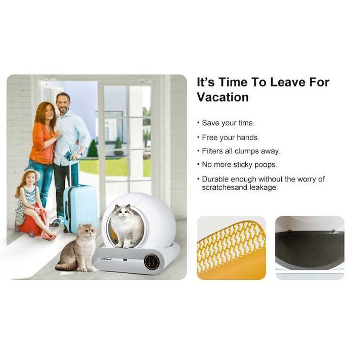 Автоматична котешка тоалетна, самопочистваща се с Wi-Fi връзка